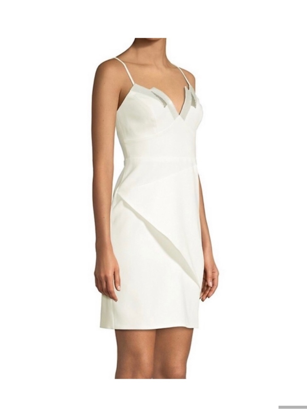 BCBG Max Azria White Spaghetti-Strap V-Neck Cocktail Dress